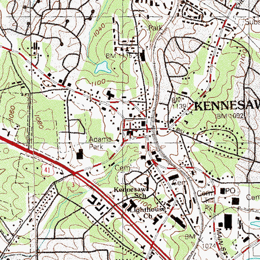 Topographic Map of City of Kennesaw Detention Center, GA