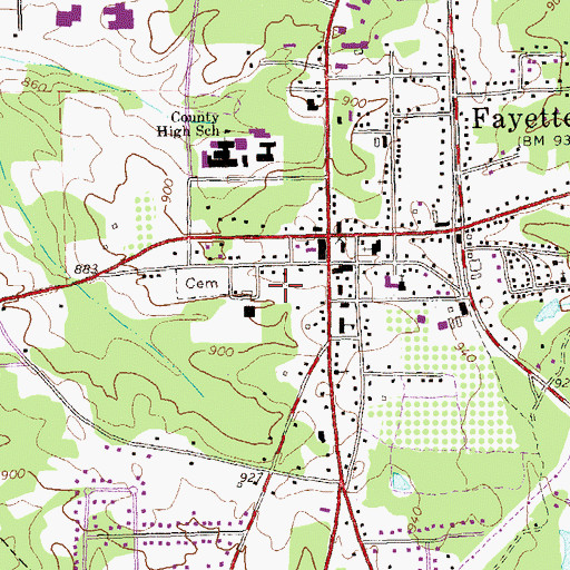 Topographic Map of Fayette County Marshal's Office, GA