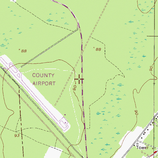 Topographic Map of Georgia State Patrol Troop I Post 11 Hinesville, GA