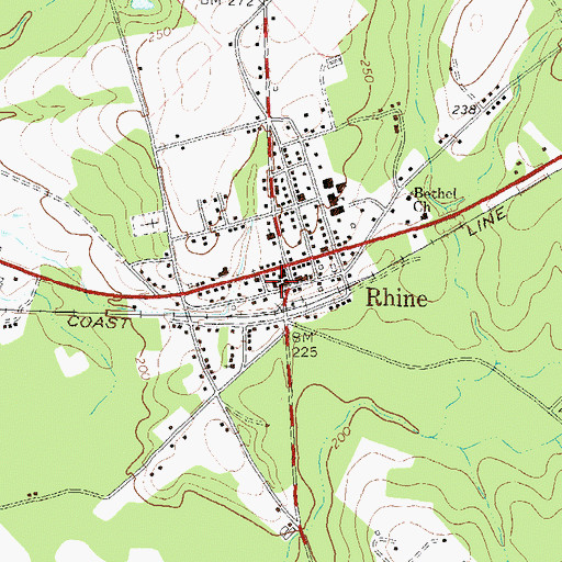 Topographic Map of Rhine Police Department, GA