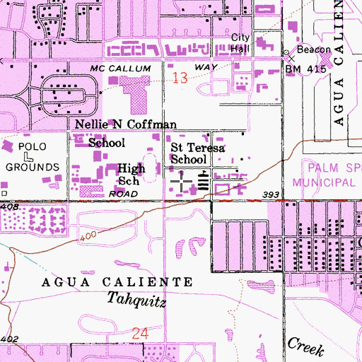 Topographic Map of Saint Theresa School, CA