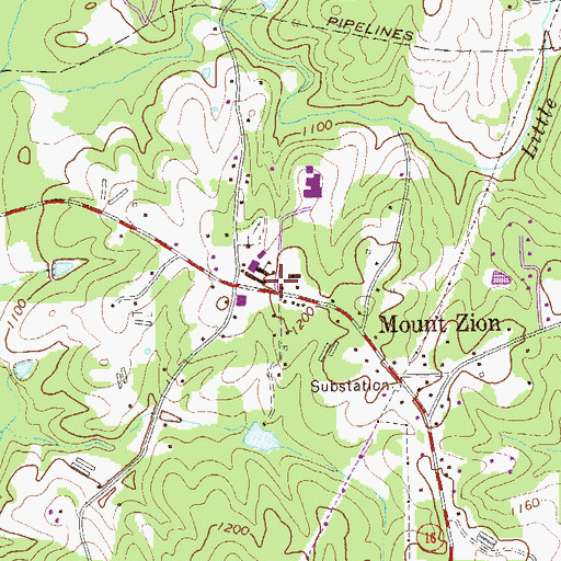 Topographic Map of Mount Zion Police Department, GA
