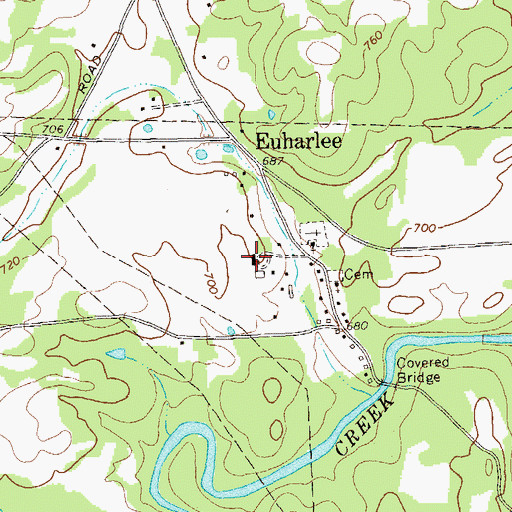 Topographic Map of Euharlee Police Department, GA
