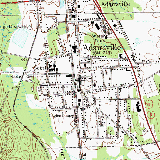 Topographic Map of Adairsville Police Department, GA