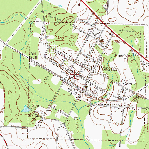 Topographic Map of Poulan Police Department, GA
