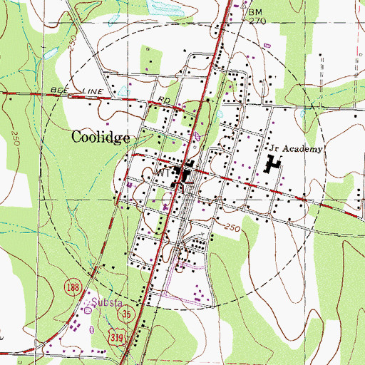 Topographic Map of Coolidge Police Department, GA