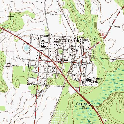 Topographic Map of Byromville Police Department, GA