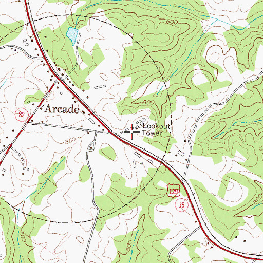 Topographic Map of Arcade Police Department, GA
