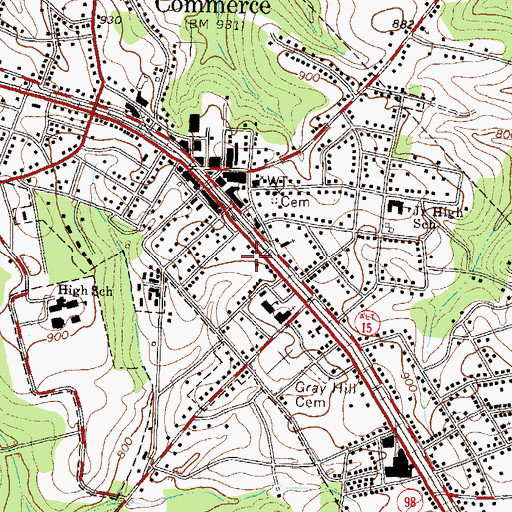 Topographic Map of Commerce Police Department, GA
