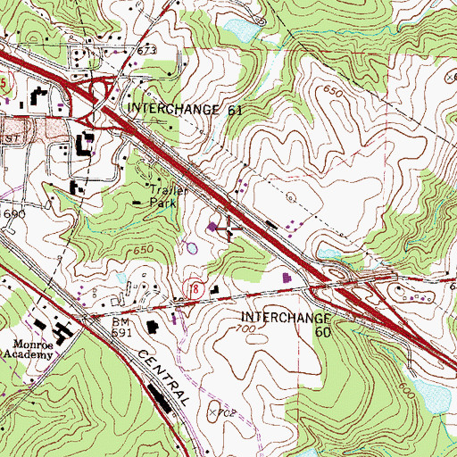 Topographic Map of Georgia State Patrol Troop D Post 44 Forsyth, GA