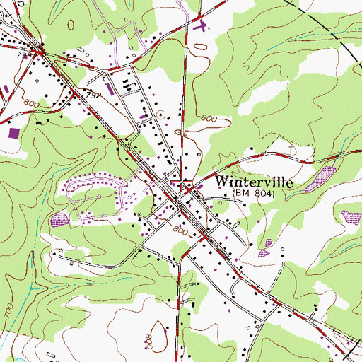 Topographic Map of Winterville Police Department, GA