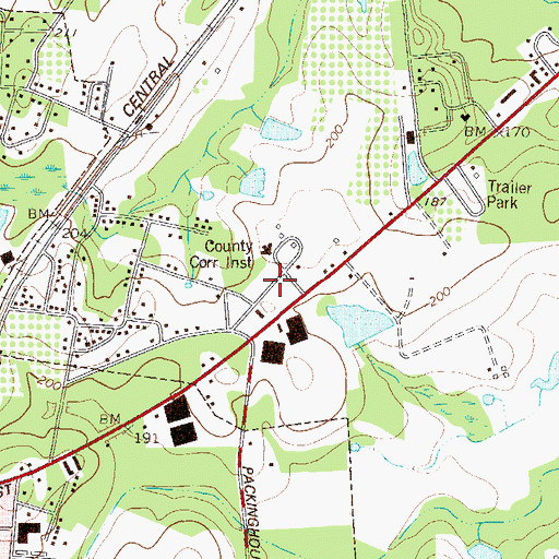 Topographic Map of Bulloch County Jail, GA