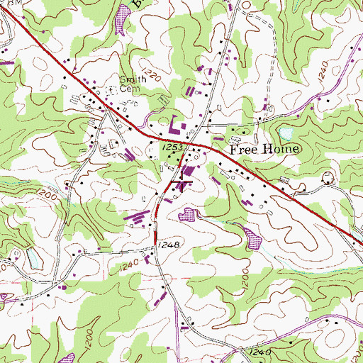 Topographic Map of Cherokee County Sheriff's Office Freehome Precinct, GA