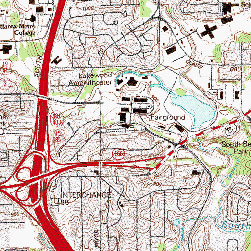 Topographic Map of Atlanta Police Department Zone 3 Mini Precinct, GA