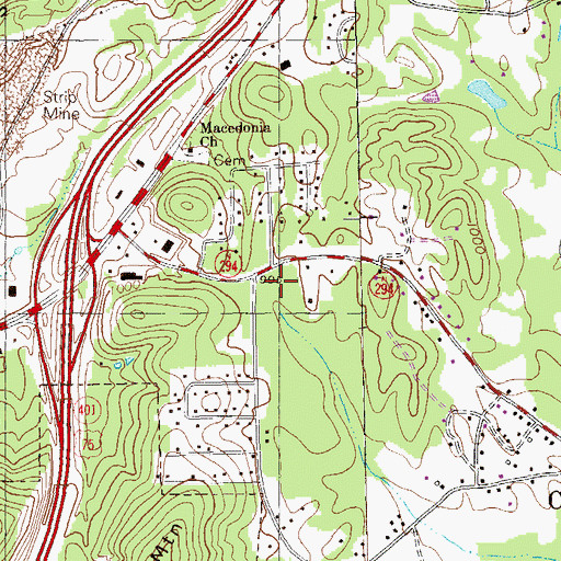 Topographic Map of Georgia State Patrol Troop A Post 3 Cartersville, GA