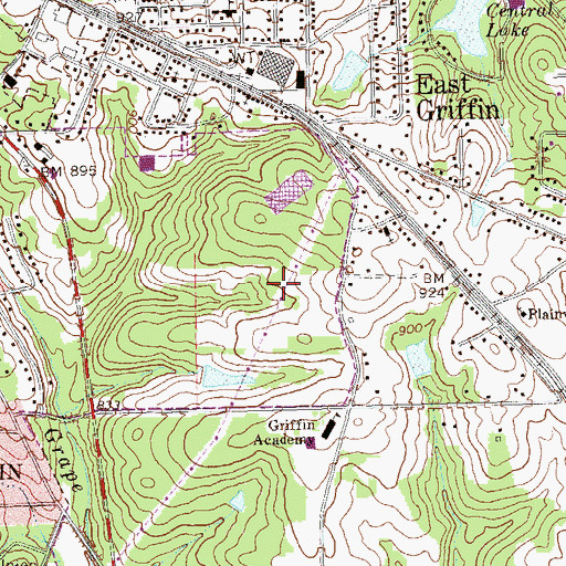 Topographic Map of Georgia State Patrol Troop D Post 1 Griffin, GA