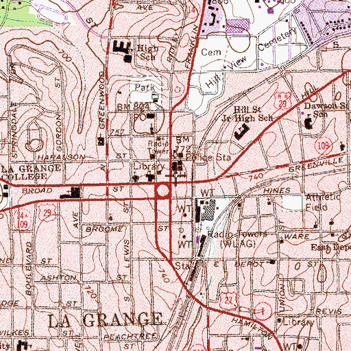 Topographic Map of Troup County Marshal's Office, GA