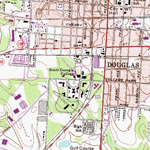 Topographic Map of South Georgia College Department of Public Safety, GA