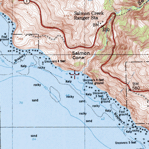 Topographic Map of Salmon Creek, CA