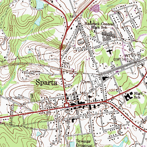 Topographic Map of Hancock County Jail, GA