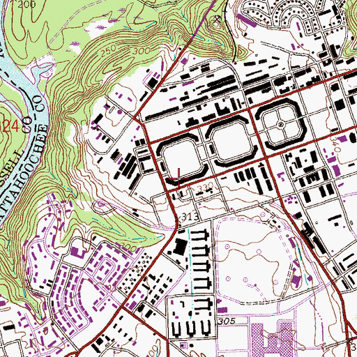 Topographic Map of Fort Benning Military Police Department, GA