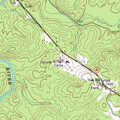 Topographic Map of Gilmer County Detention Center, GA