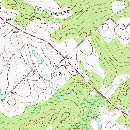 Topographic Map of Jasper County Jail, GA
