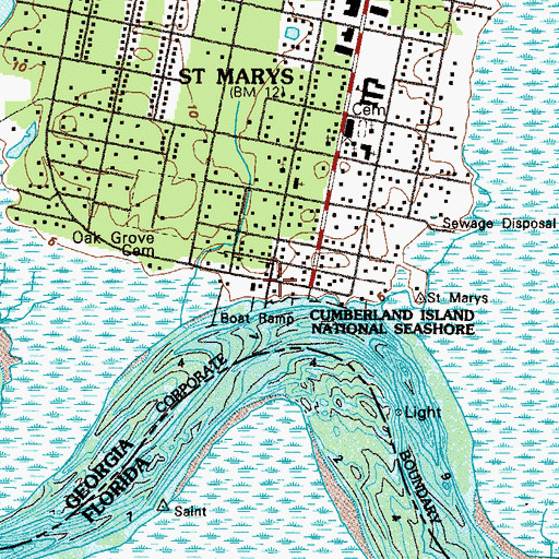 Topographic Map of National Park Service Cumberland Island National Seashore Ranger Station, GA