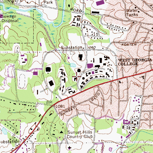 Topographic Map of University of West Georgia Police Department, GA