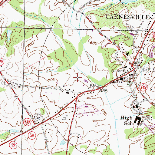 Topographic Map of Franklin County Jail, GA
