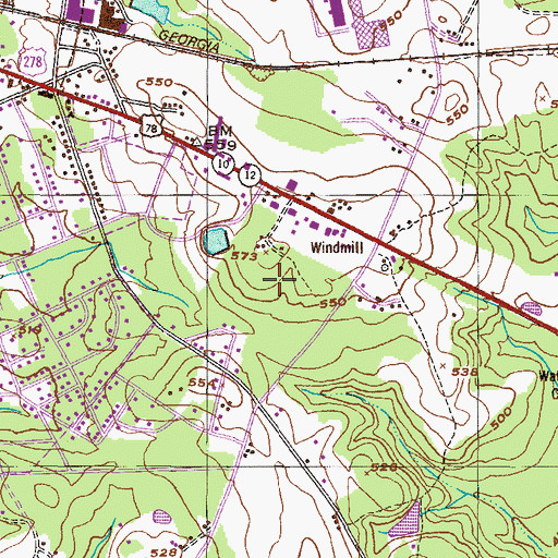 Topographic Map of McDuffie County Jail, GA