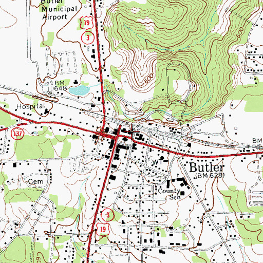 Topographic Map of Taylor County Jail, GA