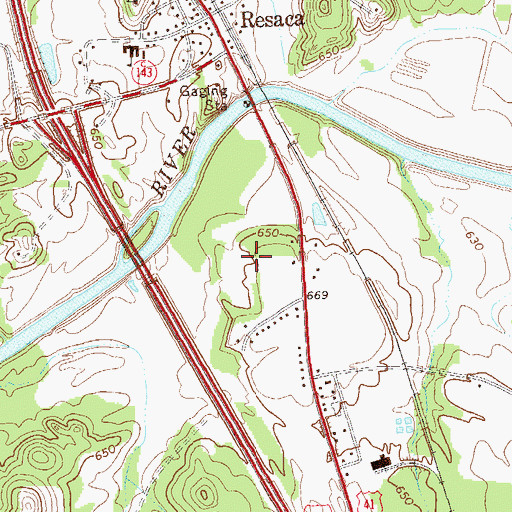 Topographic Map of Gordon County Jail, GA