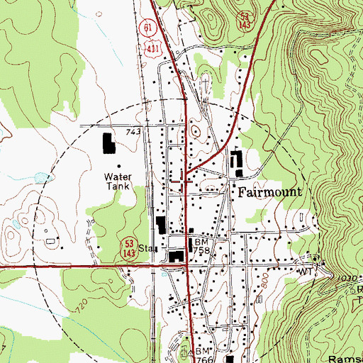 Topographic Map of Fairmount Police Department, GA