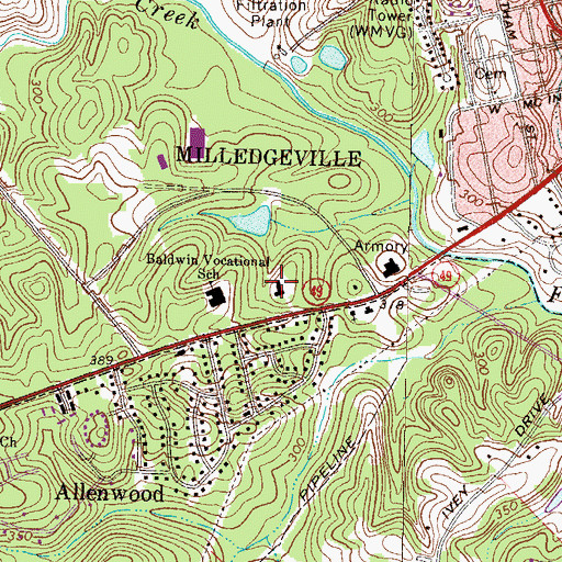 Topographic Map of Georgia State Patrol Troop E Post 33 Milledgeville, GA