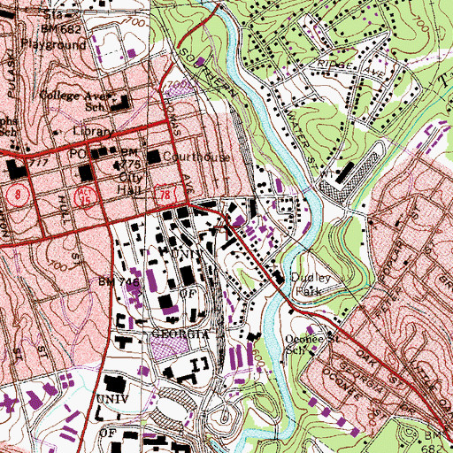 Topographic Map of Georgia University Police, GA