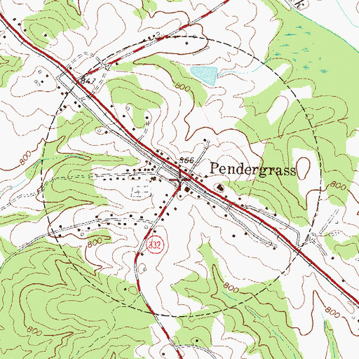 Topographic Map of Pendergrass Police Department, GA