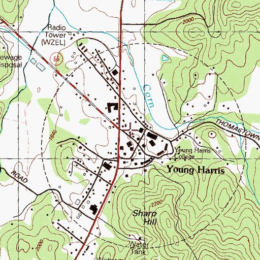 Topographic Map of Young Harris College Police Department, GA