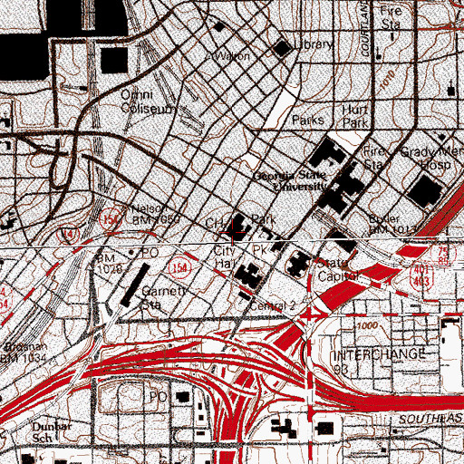 Topographic Map of Fulton County Marshal's Office, GA