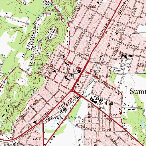 Topographic Map of Summerville Police Department, GA