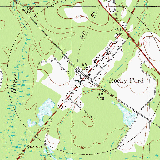 Topographic Map of Rocky Ford Police Department Headquarters, GA