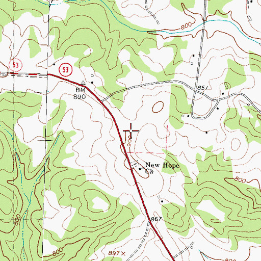 Topographic Map of Hoschton Police Department, GA