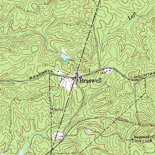 Topographic Map of Braswell Police Department, GA