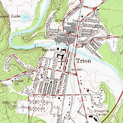 Topographic Map of Trion Police Department, GA