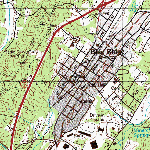 Topographic Map of Fannin County Jail, GA