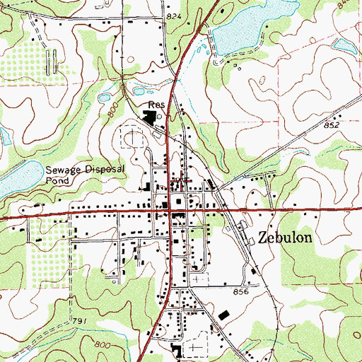 Topographic Map of Pike County Jail, GA