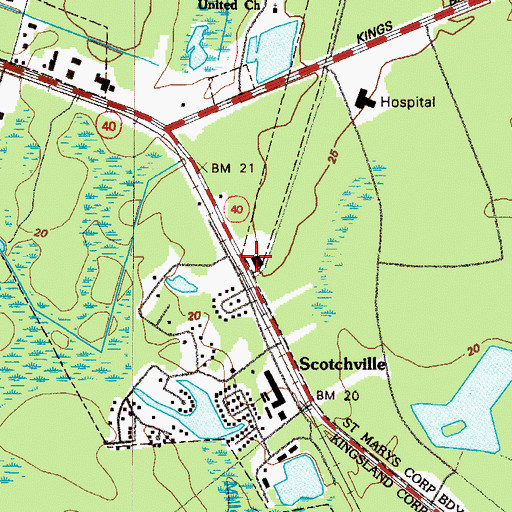 Topographic Map of Camden County Sheriff's Department Substation, GA