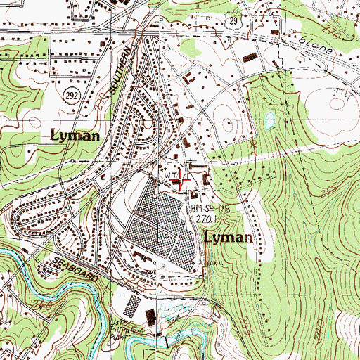 Topographic Map of Lyman Police Department, SC