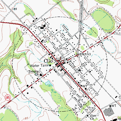 Topographic Map of Clio Police Department, SC