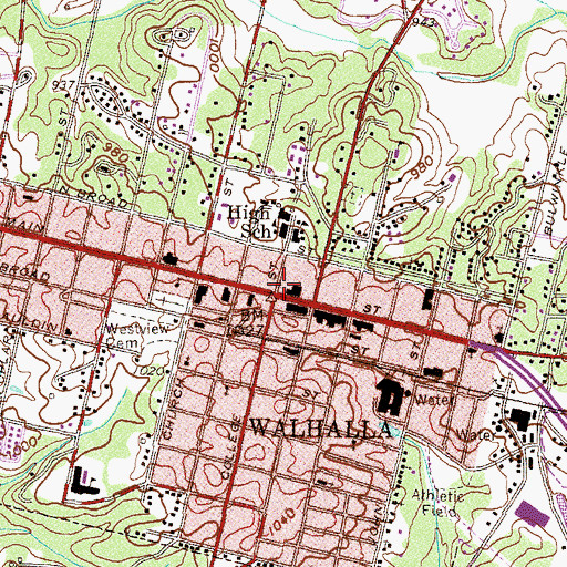 Topographic Map of Walhalla Police Department, SC